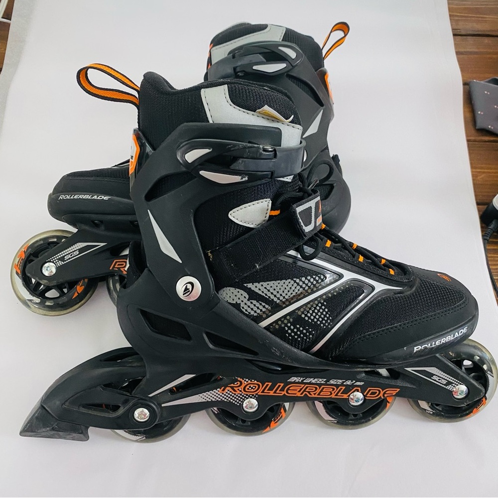 Zetrablade Inline Rollerblade Black & Neon Orange Perfect Beginner Skates Size 8 - Picture 2 of 10